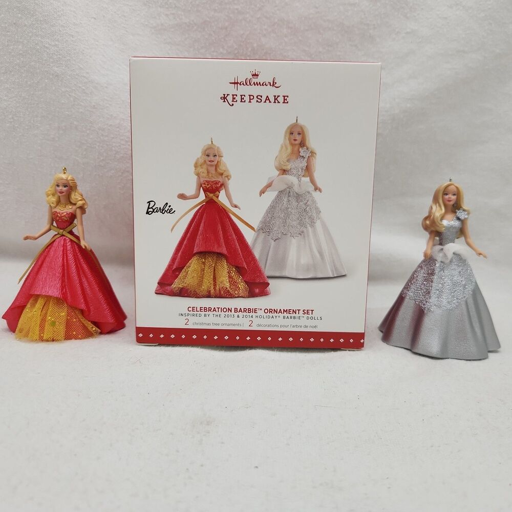 Ornament Hallmark Keepsake Barbie Celebration Set of 2 Holiday 2015 Mattel NEW